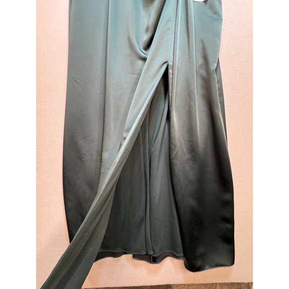 Dessy Collection Women's Satin Cowl Neck Bridesmaid Maxi Dress Size 22 W Green - Picture 7 of 12